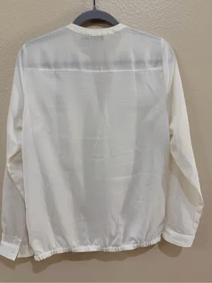 The Limited Ivory Textured Blouse M Split Neck Long Sleeve Career Top thumbnail 3