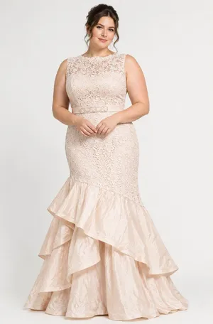 NWT Rickie Freeman for Teri Jon Lace & Taffeta Gown in Blush Pink Dress 16 thumbnail 1