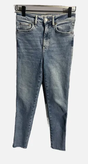 We The Free Skinny Jeans Womens 26 Blue High Rise Raw‎ Hem Frayed Denim Casual thumbnail 1