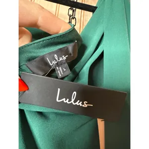 NWT Lulus Adeline Emerald One-Shoulder Scarf Maxi Dress Hoilday Party Gala Sz L thumbnail 7