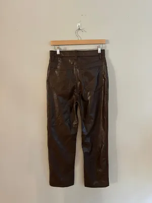 Abercrombie & Fitch The 90s Straight Ultra High Rise Brown Leather thumbnail 8
