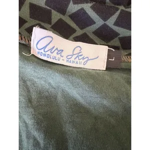Ava Sky Fighting Eel Green Geometric Open Cardigan Kimono Hawaiian‎ Luxe thumbnail 4