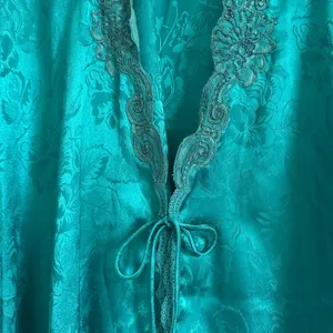 Y2K Victoria’s Secret Robe Floral Embroidered Beaded Size M/Large Teal Blue VTG thumbnail 5