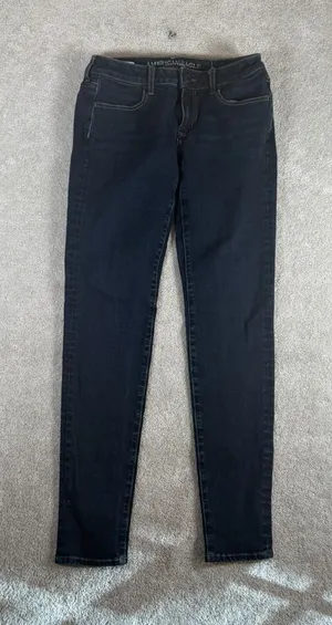 American‎ Eagle Outfitters Jeggings Size 6 Long Women's Stretch Blue Jeans thumbnail 1