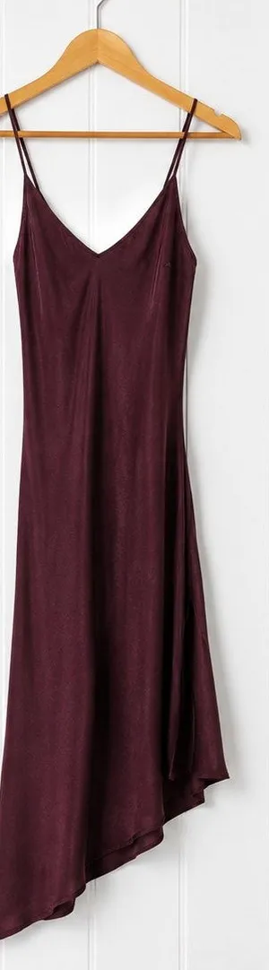 AG Adriano Goldschmied Scarlet Slip Dress XS Burgundy Cross Back Asymmetrical thumbnail 1