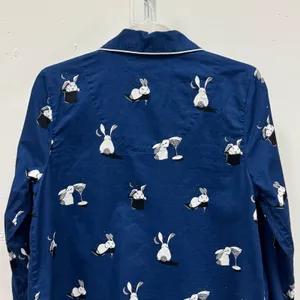 Kate Spade Magic Rabbit Martini Cotton Pajama Set 2 Piece Small Navy Blue Lounge thumbnail 5