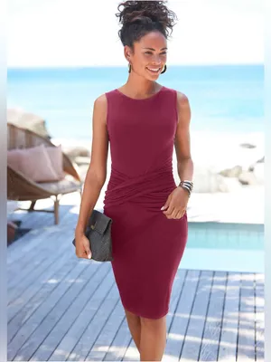 VENUS Sleeveless Ruched Midi Dress - Berry thumbnail 6