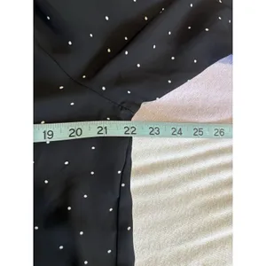 Chiffon Black Polka-dot‎ Long Tab Sleeve Blouse Size Large V Neck Lightweight thumbnail 6