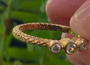 Cole Haan Gold Ring with Crystals size 7 braided band thumbnail 2
