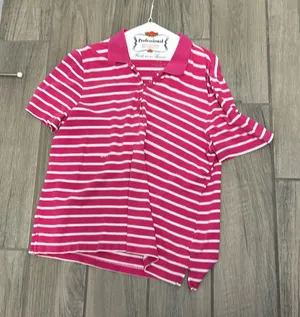 White stag pink and white stripes polo thumbnail 1