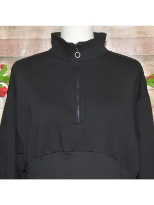 Victoria's Secret Womens XXL Black Quarter Zip Fleece Pullover Sweatshirt 2XL thumbnail 6