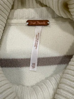 🌟 Free People 🌟 Paulie Striped Turtleneck Sweater Moonbeam Ivory Sz Xs thumbnail 6
