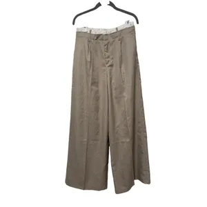 Bershka Beige Wide Leg Linen Blend Pants US 6 thumbnail 2