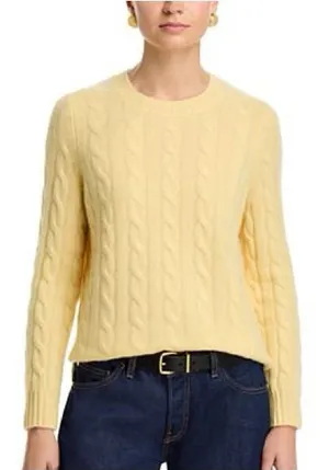 Cashmere Studio cashmere wool cable knit sweater yellow small thumbnail 1