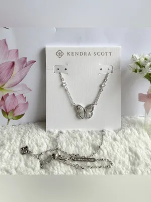 New Kendra Scott Cailey Butterfly Pendant Necklace Rhod / Ivory thumbnail 2