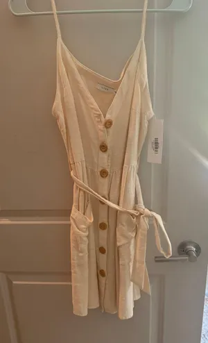 Cream Button Dress Tan Size M thumbnail 1