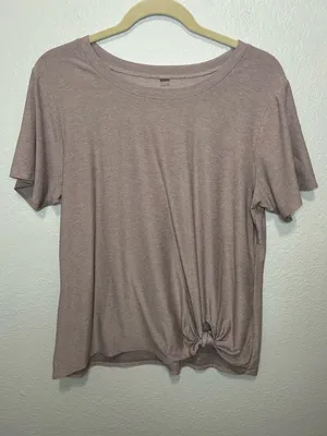 Beyond Yoga Heathered Mauve Soft Modal Side Tie Tee Estimated Medium Comfy thumbnail 1