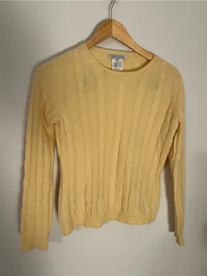 Cashmere Studio cashmere wool cable knit sweater yellow small thumbnail 2
