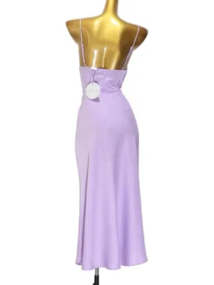 Selfie Leslie Lilac Suki Spaghetti Strap Cowl Neck Front Split Midi Dress thumbnail 6