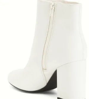 Madden Girl White Chunk Heel Round Toe Pointed Boots Size 7.5 thumbnail 4