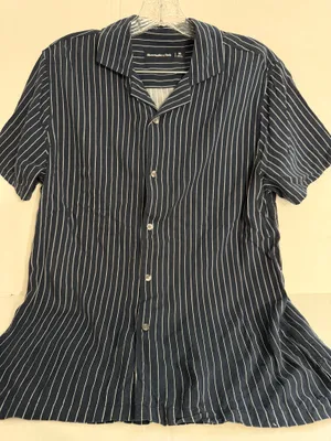 Abercrombie & Fitch Navy and White Vertical Stripe Button-Down Shirt thumbnail 1