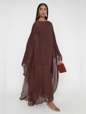 Show Me Your Mumu Olsen Maxi Dress size Small S Chocolate Chiffon with slip nwot thumbnail 2