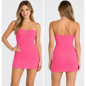 Superdown Stevie Sweetheart Mini Dress Women's S Hot Pink Strapless Bodycon thumbnail 2