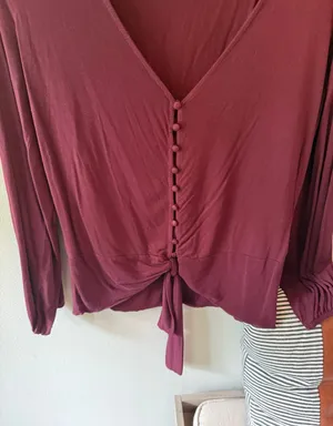 Venus Tie-Front Button-Up Boho Top 🖤 thumbnail 4