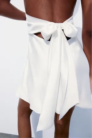 Zara halter dress satin effect bow back tied wedding party coctail shower thumbnail 12