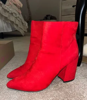 Red Suede Booties Size 9.5 thumbnail 1