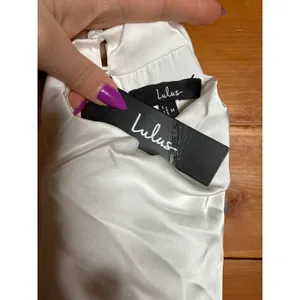 NWT Lulus Distinctive Charm White Satin Asymmetrical Midi Dress Wedding Size M thumbnail 9