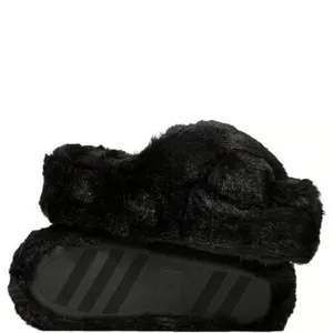 PINK CO-ZZZY Fleece‎ Platform Slipper - Pure Black thumbnail 2