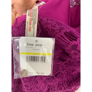 Free‎ People Magenta Lace Mini Dress Romantic Boho Evening Cocktail Party medium thumbnail 4