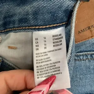 American Eagle Distressed Mom Straight Jeans Blue Size 16 thumbnail 5