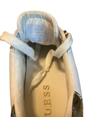 GUESS GW LOVEN Quilted Metallic Logo White Gold Low Top Sneakers Women thumbnail 5