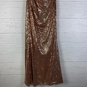 Christina Wu Celebration rose gold strapless sequin dress size 8 thumbnail 4