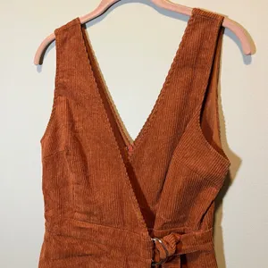 Lulus Rust Orange Corduroy Wrap Romper D-Ring Belt Pockets Medium NWT thumbnail 3