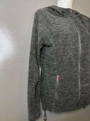 New Balance Jacket Womens Medium Gray Fleece Hooded Full Zip Pockets Athletic thumbnail 3