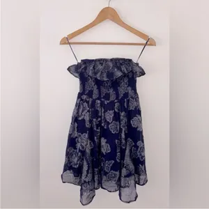 Free People Metallic‎ Ruffle Gardenia Mini Dress - Eclipse ( Navy) Size S NWOT thumbnail 4