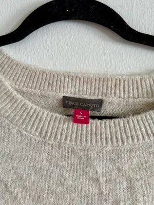 Vince Camuto Crewneck Sweater in Oatmeal Beige thumbnail 3