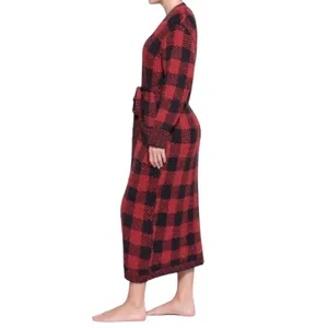 NWT SKIMS Knit Unisex Belted Robe Brick Buffalo Plaid Red Black Size S/M thumbnail 4