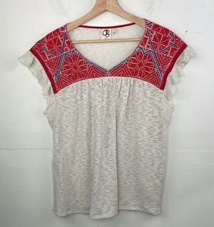 Anthropologie One September Evin Embroidered Knit Top size Large thumbnail 1