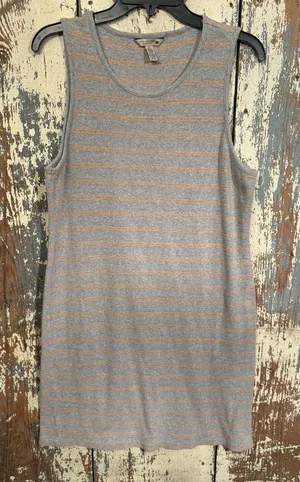 Vintage American Eagle Striped tank dress size Large gray with orange stripes thumbnail 1