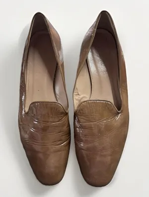 (RC) J. Crew Darby Patent Leather Loafers Cognac Brown 10 M Italy Flats EUC thumbnail 1