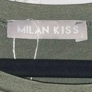 NWOT Milan Kiss‎ Olive Top Large Embroidered Mesh Sleeve Bell Sleeve Boho thumbnail 4
