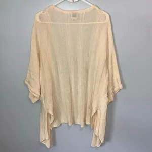 Joie Linen Blend Cream Short Sleeve Open Knit Flowy Cardigan Large Boho #800 thumbnail 7