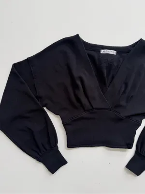 Free People Black We The Free All Nighter Thermal Cropped Top Size XS thumbnail 3