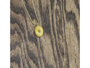 NWT Time and Tru Round Marble Gemstone Pendant Necklace Gold / Yellow 18" + 3" thumbnail 3