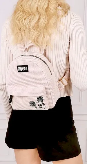 Disney Mickey Mouse Backpack, Beige, Corduroy, mini 24x20x9.5cm, Beige, One Siz thumbnail 4