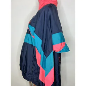 Vintage Adidas Windbreaker Jacket Navy Pink Teal Colorblock Trefoil Large thumbnail 4
